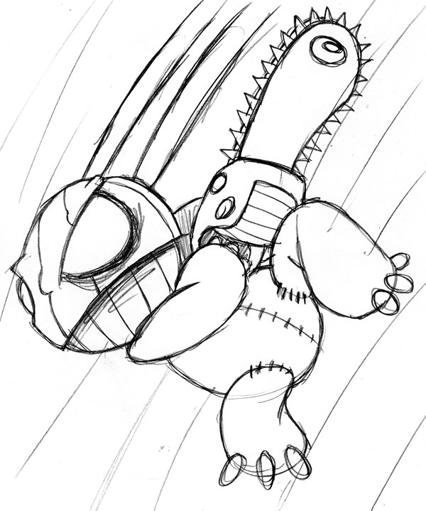 600x719 How To Create A Killer Chainsaw Bunny Character - Chainsaw Sketch