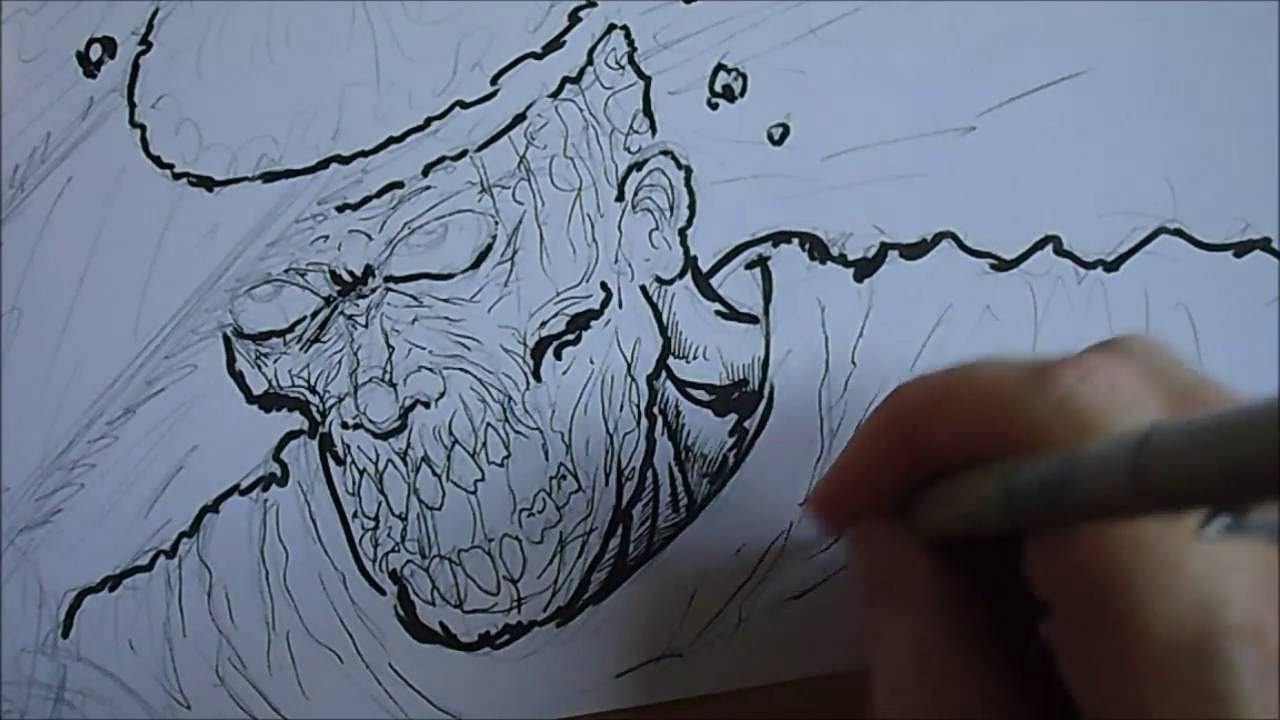 1280x720 Sketching A Chainsaw To The Head Zombie - Chainsaw Sketch