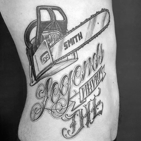 599x599 40 Chainsaw Tattoo Designs For Men - Chainsaw Sketch