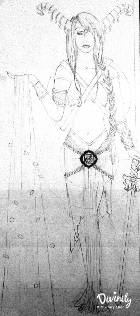 454x1024 Muladhara Root Chakra Goddess Art Paintings Bedroom Ideas - Chakra Sketch