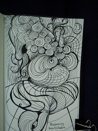 375x500 Blossoming Heart Chakra Sketch Pentel Energel 0.7mm 5x7 - Chakra Sketch