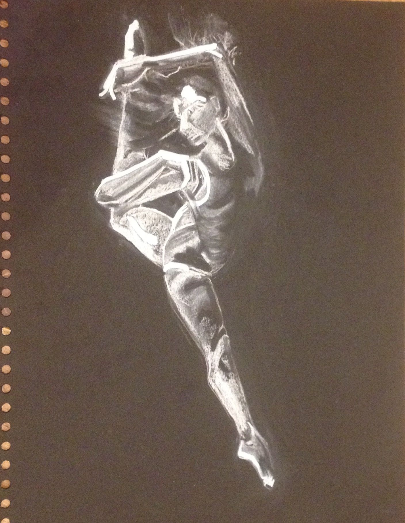 1408x1819 Chalk Sketch On Black Paper My Dance Art, Ink Painting, Dynamic - Chalk Sketch