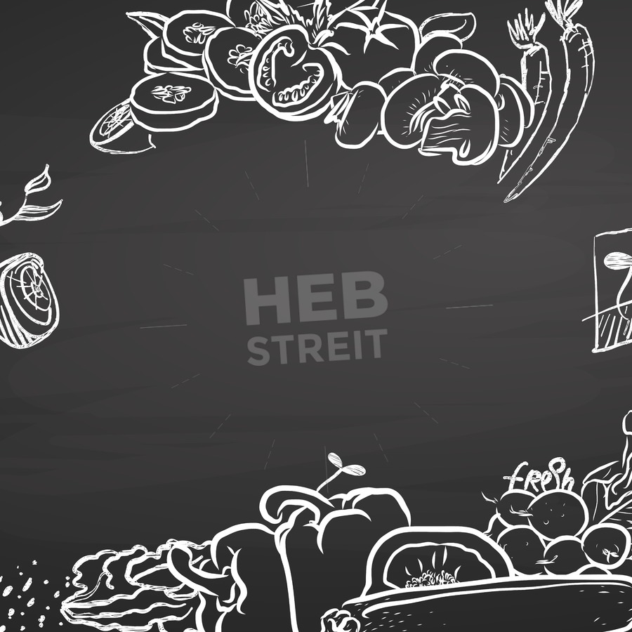 900x900 Healthy Food Doodle Sketches On Chalkboard With Copyspace Hebstreits - Chalkboard Sketches