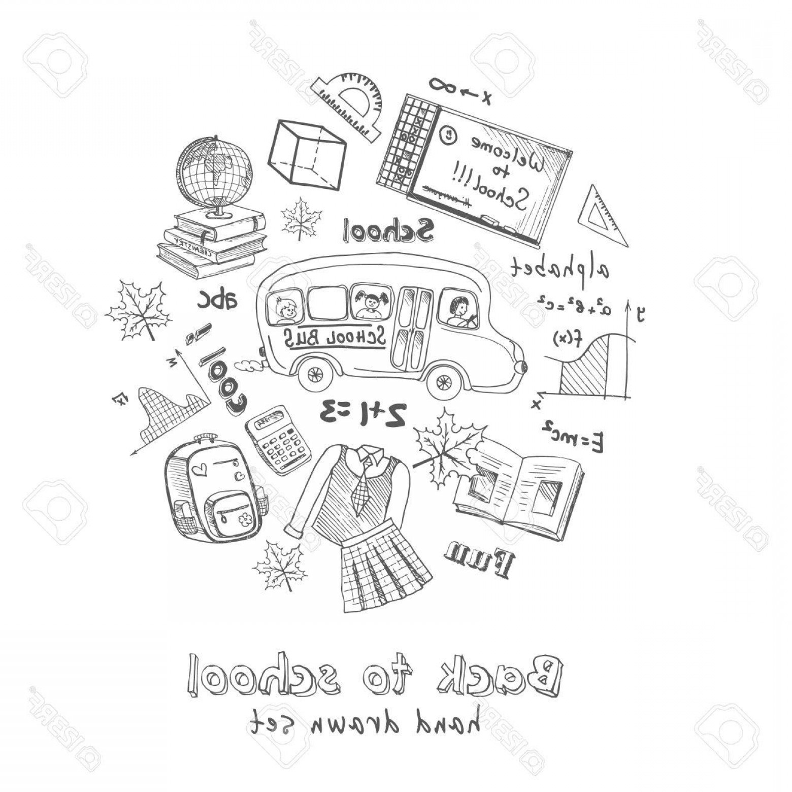 1560x1560 Photostock Vector Set Of School Drawings On Chalkboard Sketches - Chalkboard Sketches