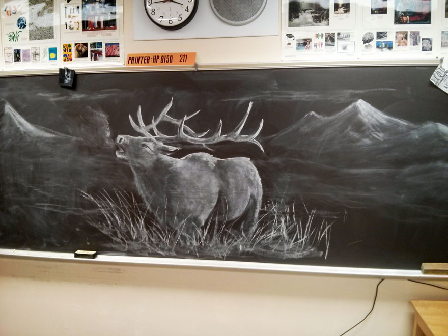 880x660 Teacher Draws Stunning Chalkboard Drawings To Inspire His Students - Chalkboard Sketches