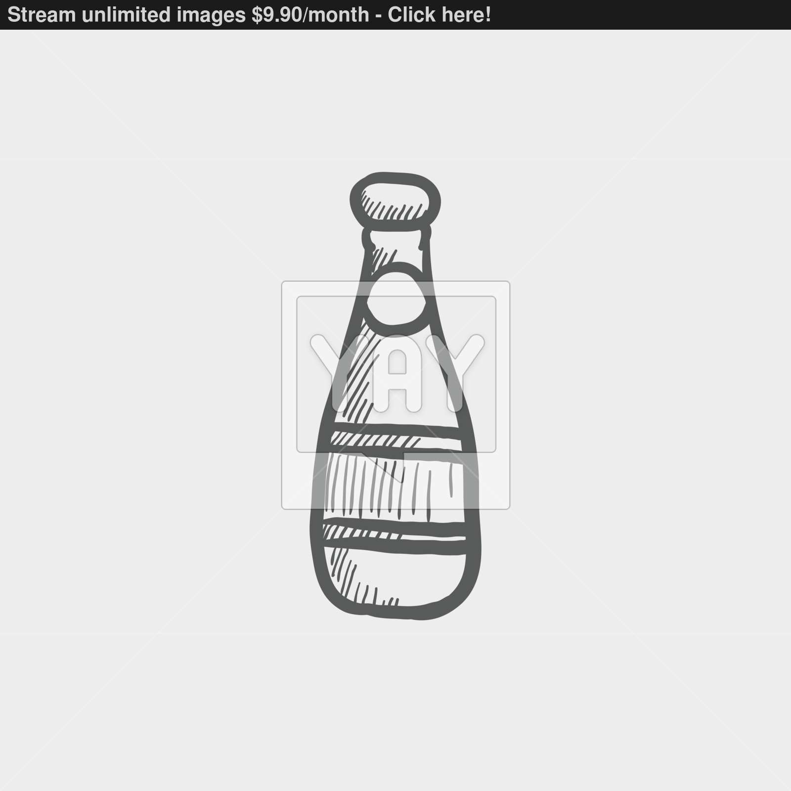 1600x1600 Champagne Bottle Sketch Icon Vector - Champagne Bottle Sketch