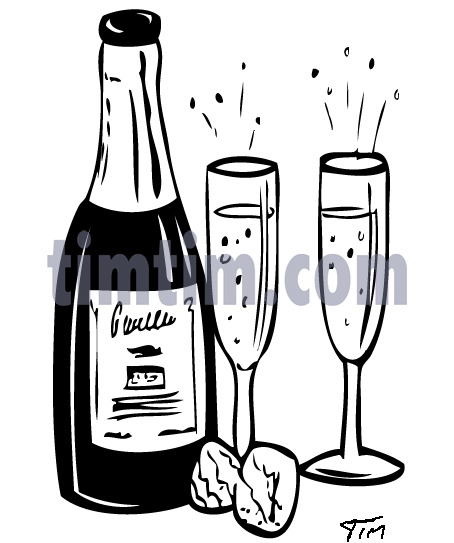 454x543 Collection Of Champagne Drawing High Quality, Free Cliparts - Champagne Bottle Sketch