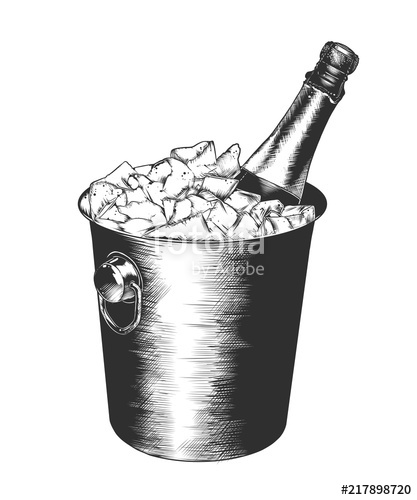 417x500 Vector Engraved Style Illustration For Posters, Decoration And - Champagne Bottle Sketch
