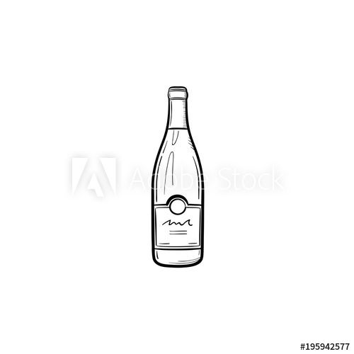 500x500 Wine Bottle Hand Drawn Outline Doodle Icon. Vector Sketch - Champagne Bottle Sketch