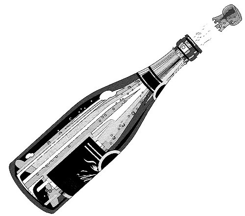 500x440 Champagne Bottle Sketch Don Stewart - Champagne Bottle Sketch