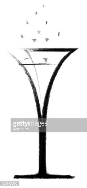 282x605 Champagne Glass Sketch Premium Clipart - Champagne Glass Sketch