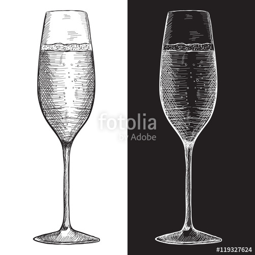 500x500 Glass Of Champagne Or Sparkling Wine. Hand Drawn Sketch Stock - Champagne Glass Sketch