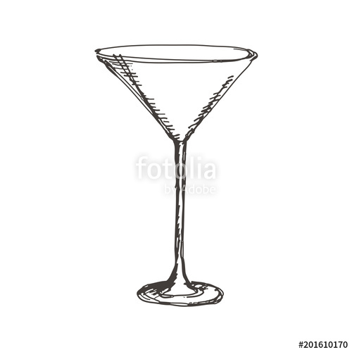 500x500 Hand Drawn Martini Glass. Sketch, Vector Illustration. Stock - Champagne Glass Sketch