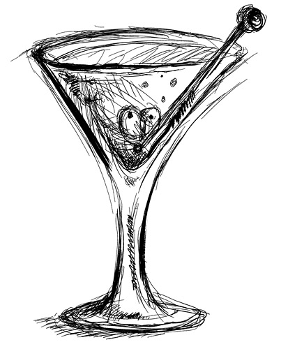 403x500 Lizard Tracks Art Studio, Mark D. West - Champagne Glass Sketch