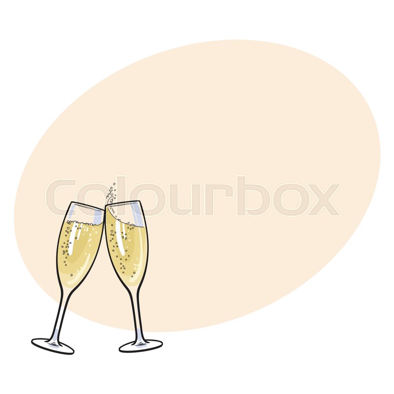800x800 Pair Of Champagne Glasses, Set Of Sketch Style Vector Illustration - Champagne Glass Sketch