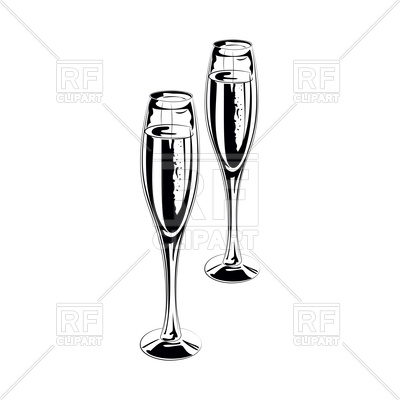 400x400 Pair Of Champagne Glasses Of Sketch Style Vector Image Vector - Champagne Glass Sketch