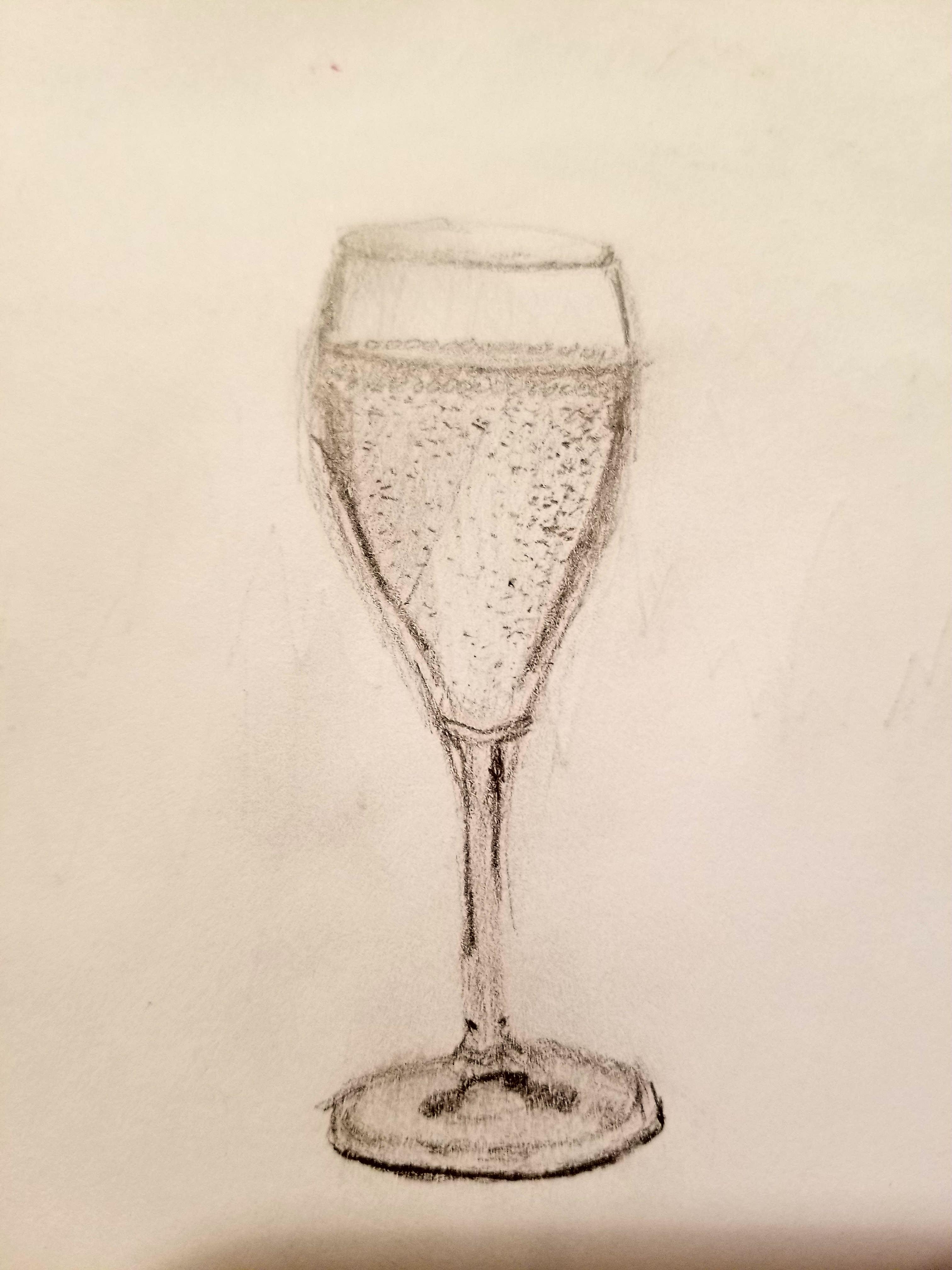 3024x4032 Sketch Daily Champagne - Champagne Glass Sketch