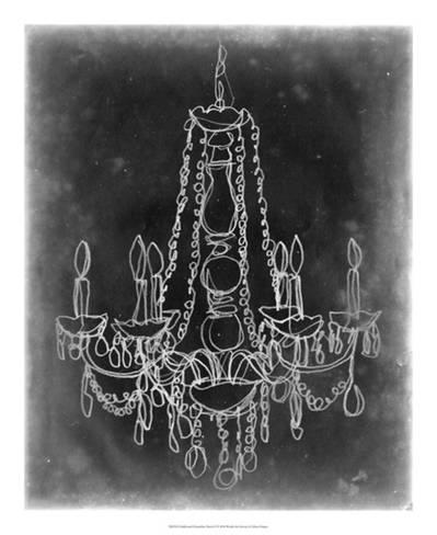 399x488 Chalkboard Chandelier Sketch I Giclee Print By Ethan Harper - Chandelier Sketch