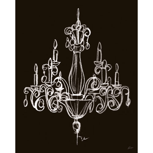 500x500 Elegant Chandelier I Canvas - Chandelier Sketch