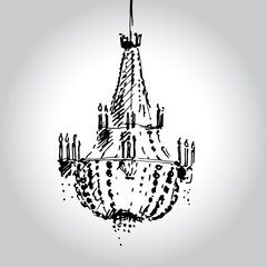 240x240 Glamour Hand Draw Chandelier. Sketch. - Chandelier Sketch