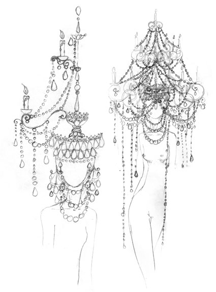 425x573 How I Made The Chandelier Crown Enchanted Doll - Chandelier Sketch