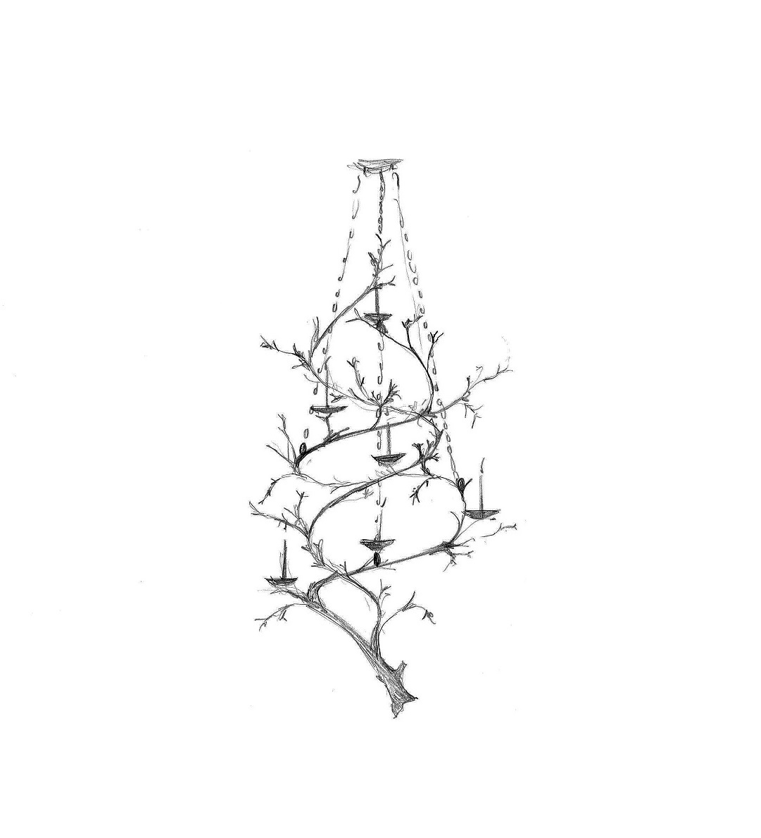 1081x1189 Af Custom Woodland Spiral Chandelier Sketch.1 - Chandelier Sketch