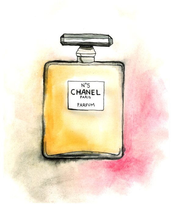 570x666 Perfume Bottle Print, Coco Mademoiselle By Chanel, Watercolor - Chanel No 5 Sketch