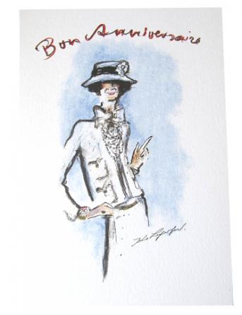 343x445 Coco Chanel Europe Vip Card Jacket Karl Lagerfeld Art Sketch New - Chanel Sketches
