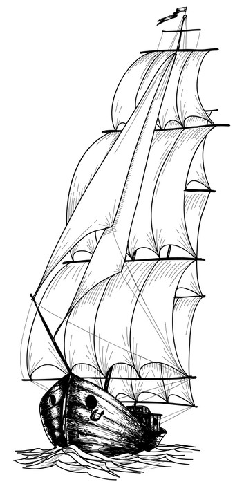 353x700 Vintage Sailboat Sketch Wall Mural We Live To Change - Change Sketch