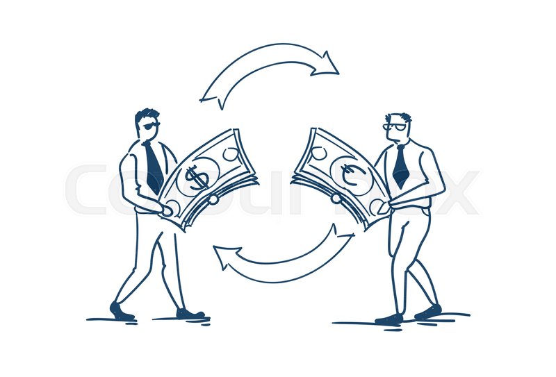 800x543 Businessman Change Money Dollar Euro Currency Exchange Concept On - Change Sketch