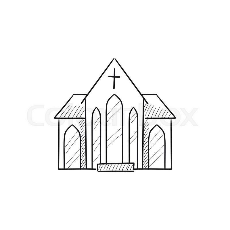 800x800 Church Vector Sketch Icon Isolated On Background. Hand Drawn - Chapel Sketch