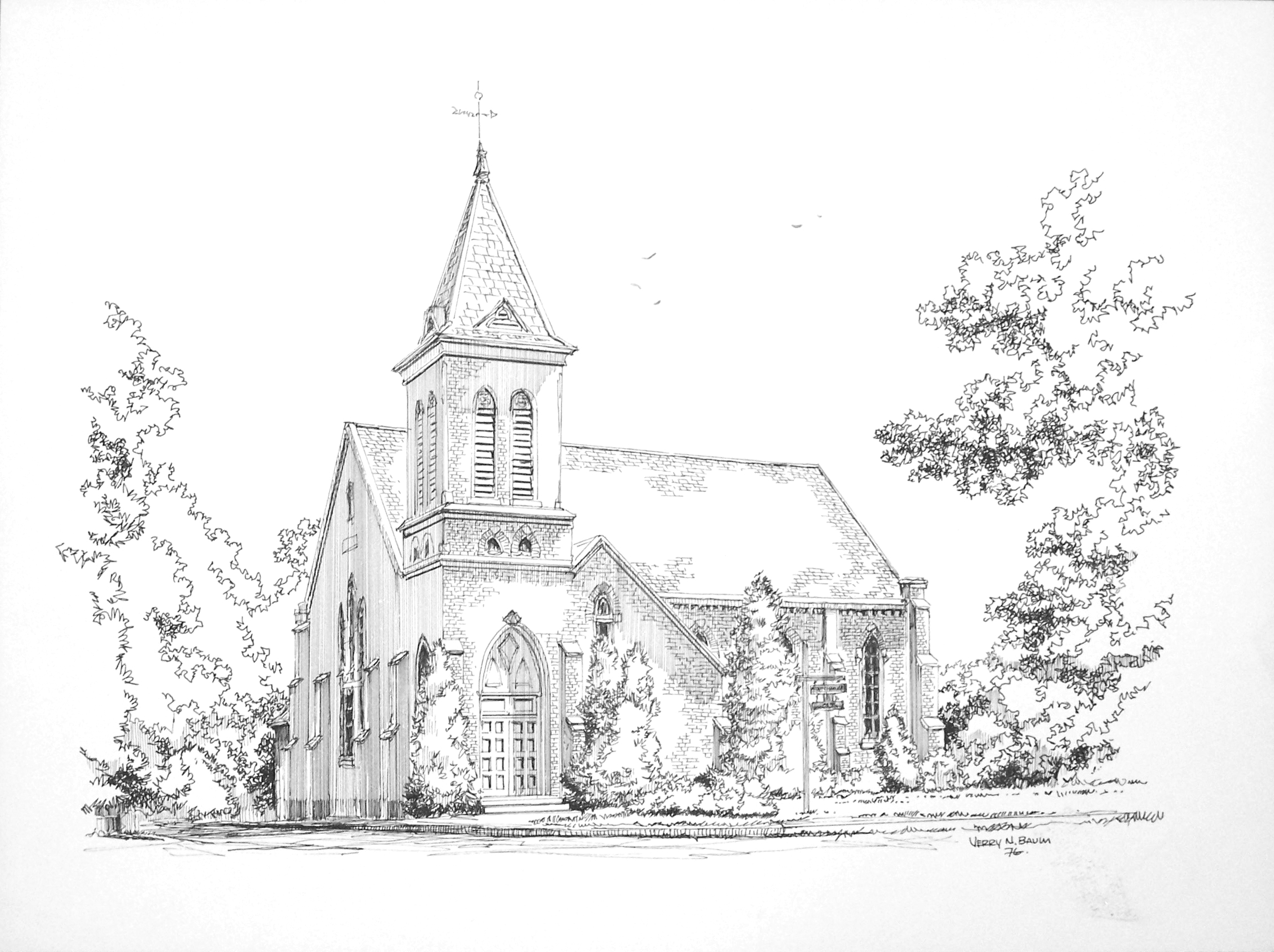 Chapel Sketch at PaintingValley.com | Explore collection of Chapel Sketch