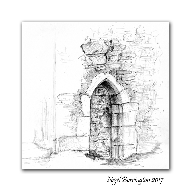 666x666 One Hour Sketch (Pencil On Paper), The Chapel Doorway, Tullaroan - Chapel Sketch
