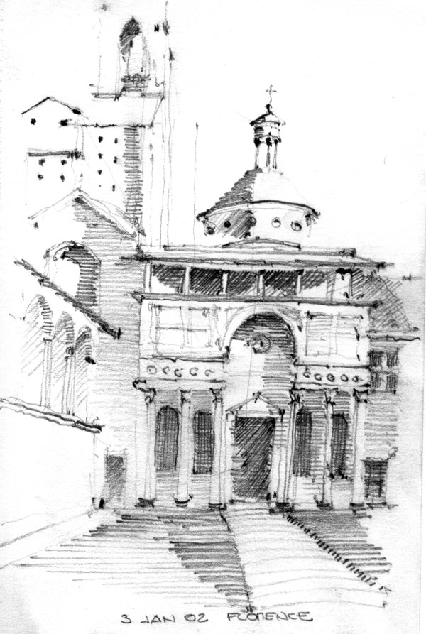 600x893 Transparent Drawing Pazzi Chapel - Chapel Sketch