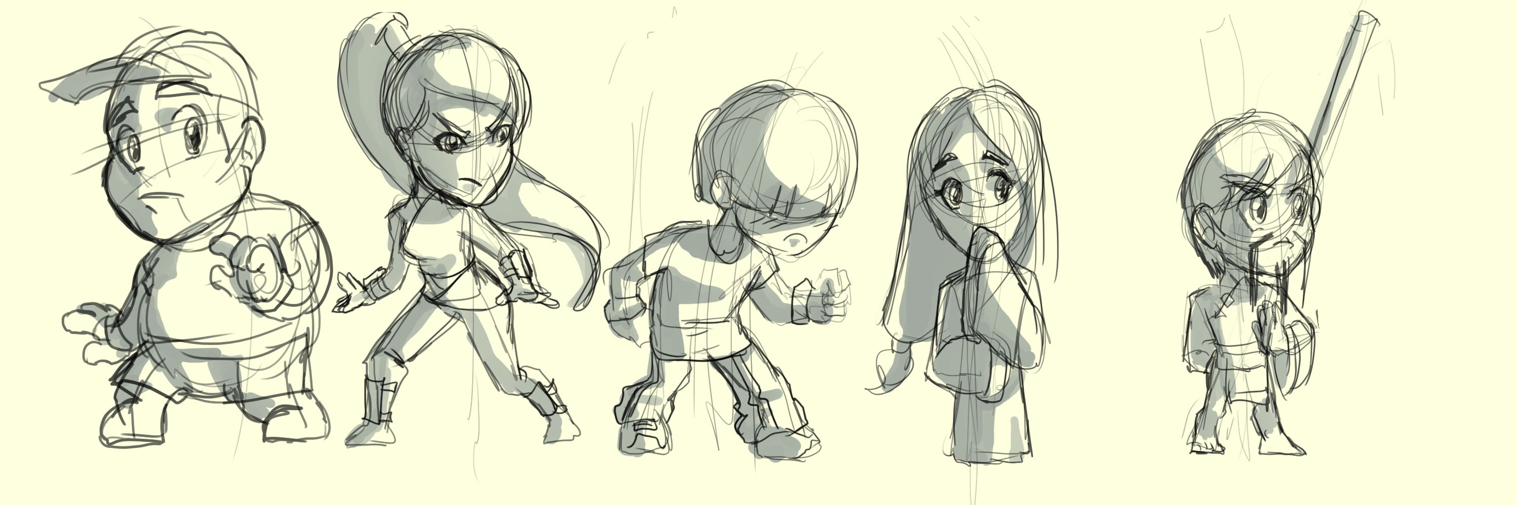 3000x1000 Watn Character Sketch Lineup By Somniumanimation On Newgrounds - Character Sketch