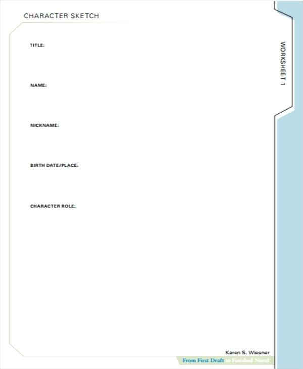 600x730 Character Sketch Template Sample Pdf Outline Powerbots.co - Character Sketch Outline