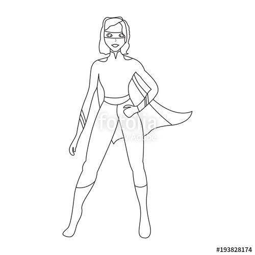 500x500 Superwoman Cartoon Character Sketch Stock Image And Royalty Free - Character Sketch Outline