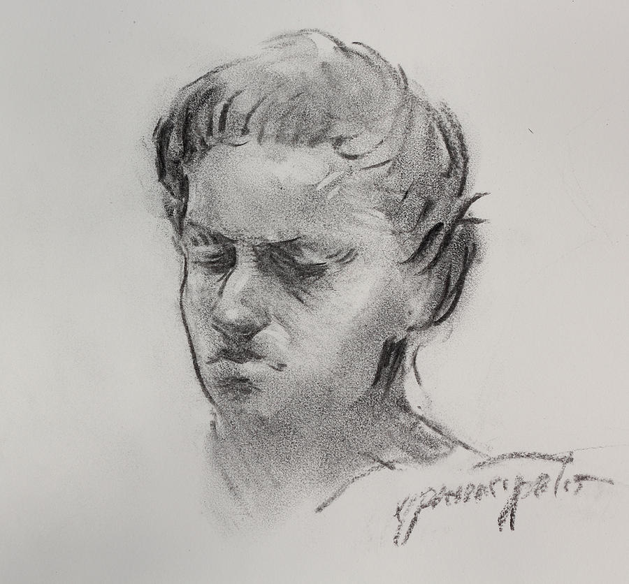 900x836 Charcoal Portrait Sketch Drawing By Ernest Principato - Charcoal Portrait Sketch