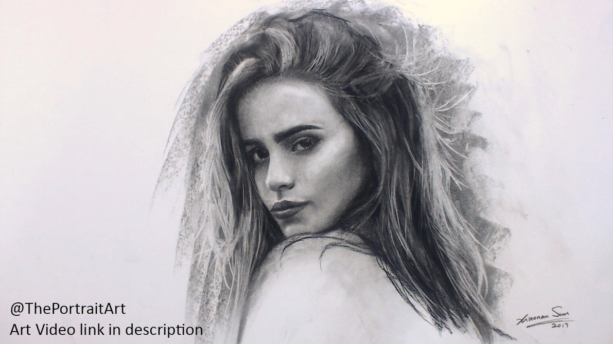 1191x670 Girl Charcoal Portrait 8 12 - Charcoal Sketch Art