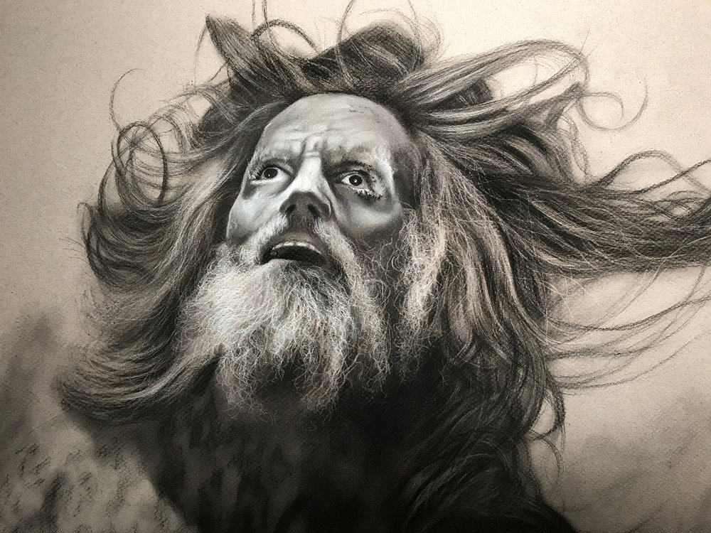 1000x750 Preliminary Charcoal Sketch Art For Canto 3 Charon Figurative - Charcoal Sketch Art