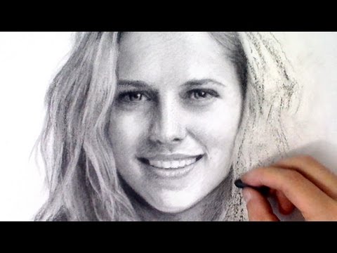 480x360 Teresa Palmer Charcoal Portrait Art Drawing Video - Charcoal Sketch Art
