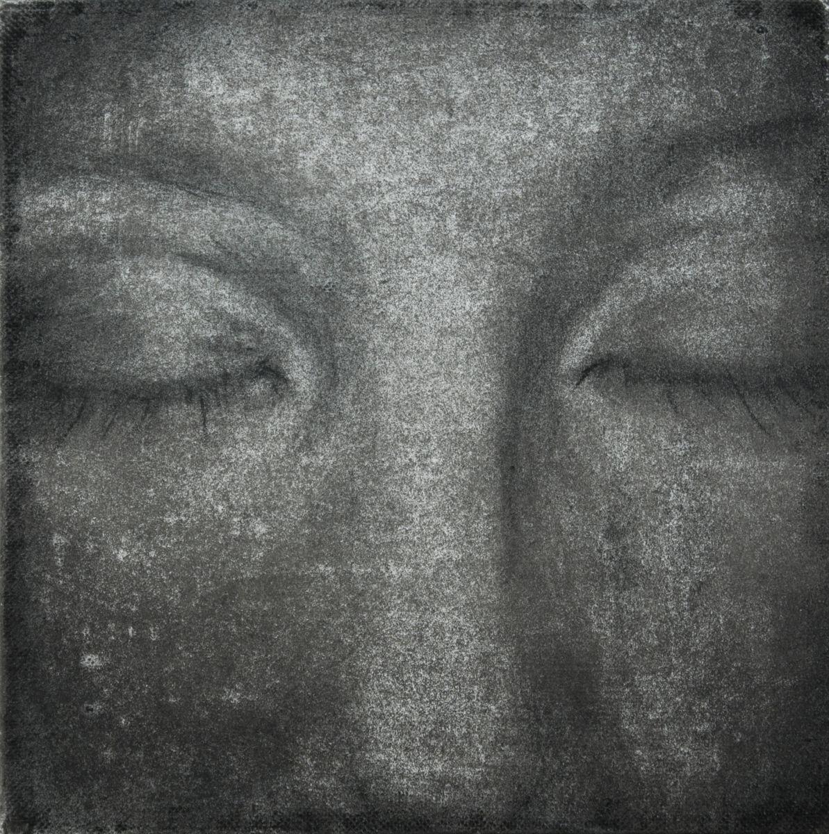 1193x1200 Self Portrait With Eyes Closed (Dana Vasiljeva) - Charcoal Sketch On Canvas