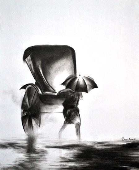 449x550 Welcome To Third Eye - Charcoal Sketch On Canvas