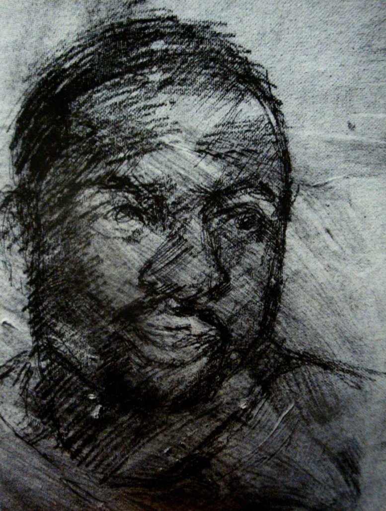 777x1029 Fast Charcoal Sketch On Gesoed Canvas Kostov 2011 By - Charcoal Sketch On Canvas