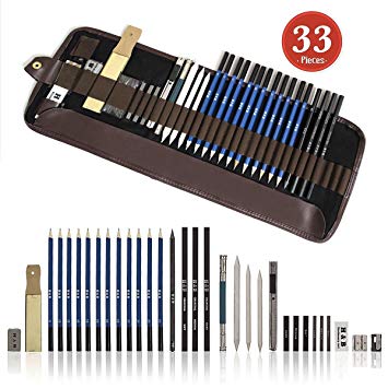 355x355 Tinpa 33 Pieces Professional Sketch And Drawing Pencil Kit - Charcoal Sketch Set