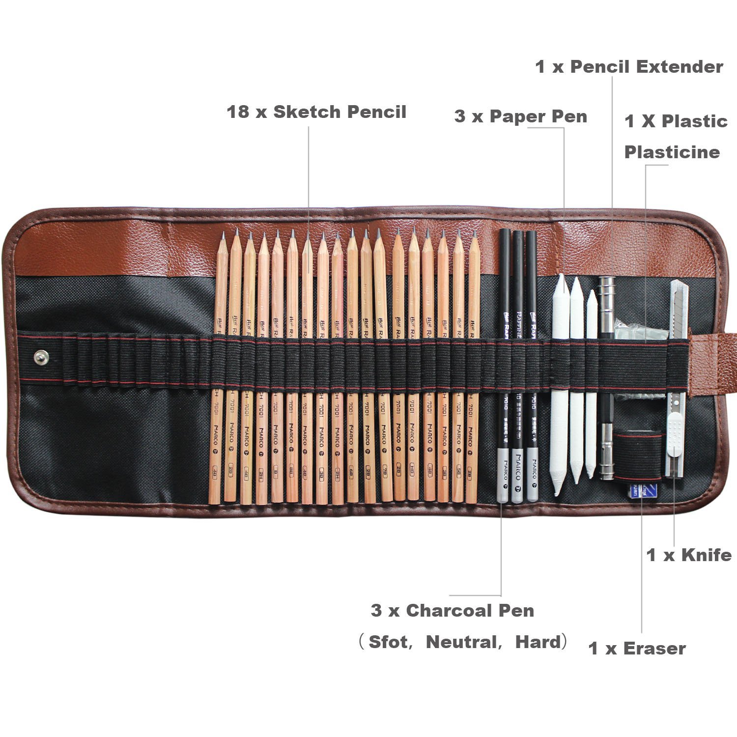 1500x1500 Ibayam 18 Pieces Pen Charcoal Sketch Set Sketching Pencil Set Of - Charcoal Sketch Set