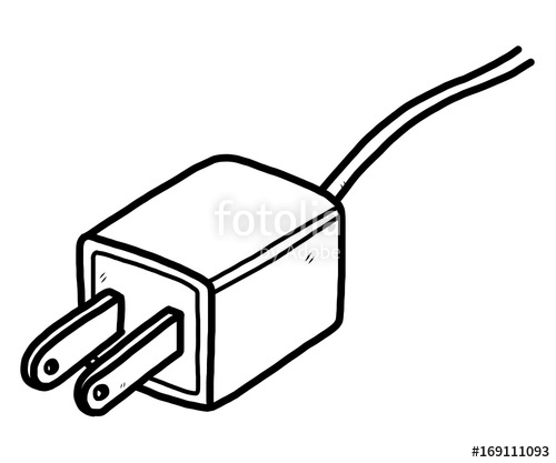 500x417 Plug, Smartphone Charger Cartoon Vector And Illustration, Black - Charger Sketch