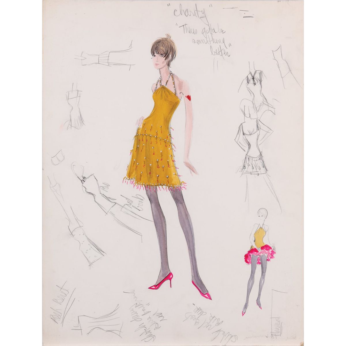 1200x1200 Edith Head Costume Sketch Of Chita Rivera From Sweet Charity - Charity Sketch