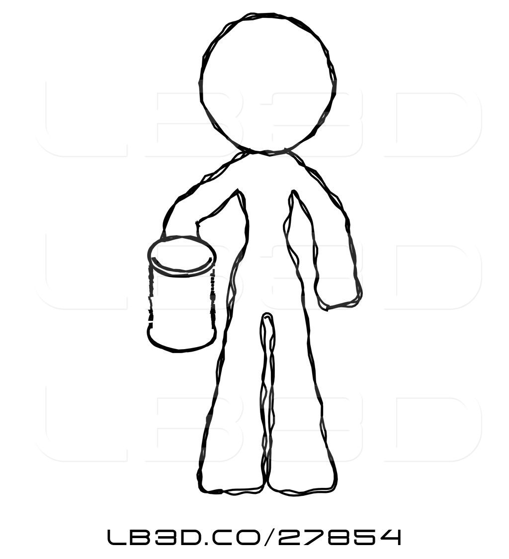 1024x1124 Illustration Of Sketch Design Mascot Lady Begger Holding Can - Charity Sketch
