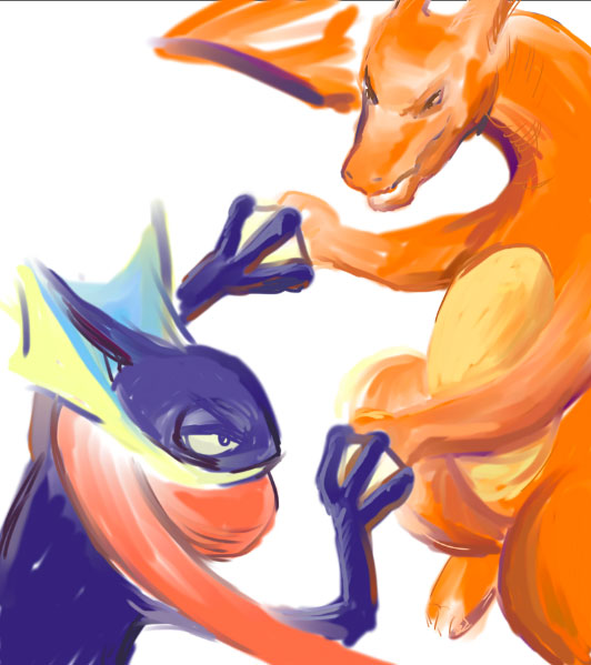 532x599 Greninja Vs Charizard Sketch - Charizard Sketch